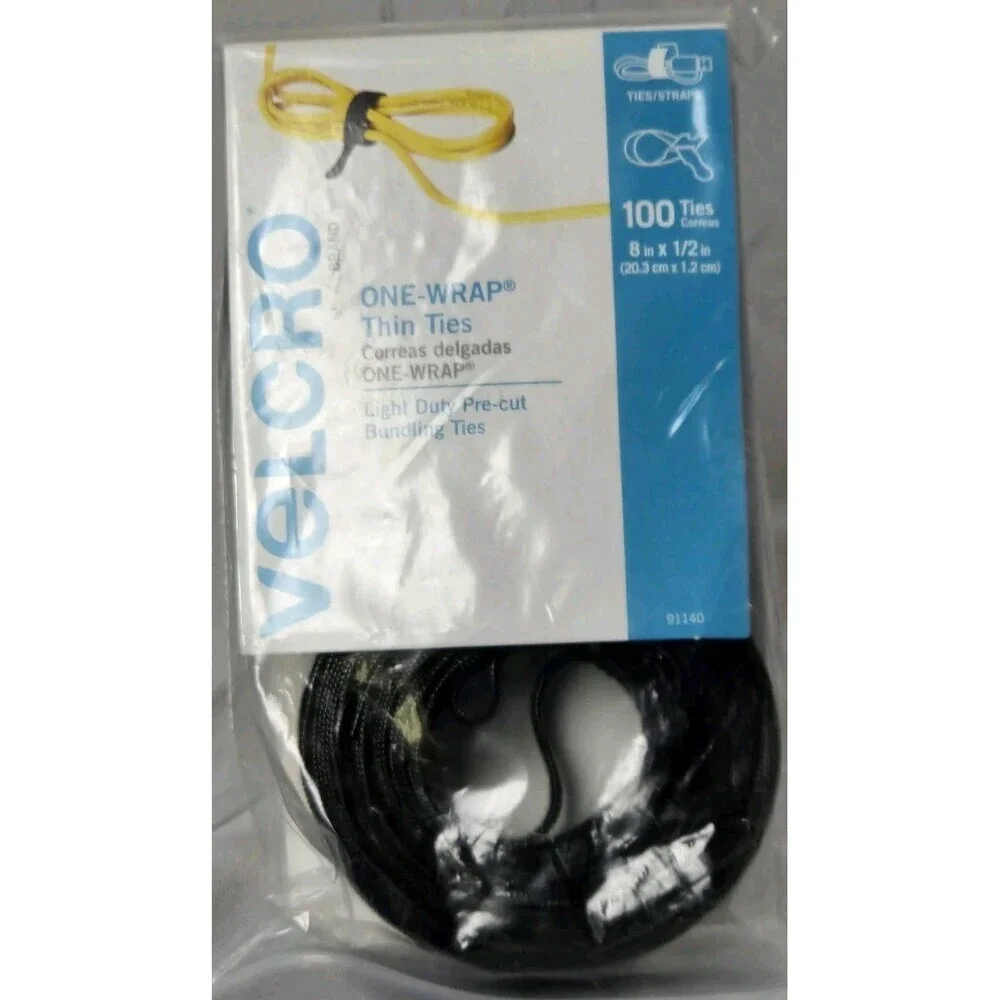 Black 8In Self Bundling Cable Ties Wire Organizing Ties For Cord Management